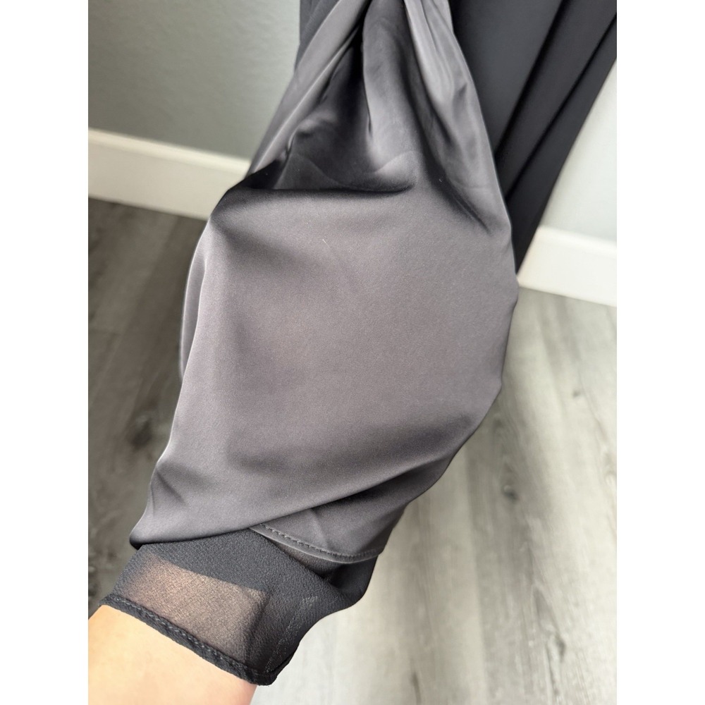 Aritzia Wilfred Cursive Dress Black Size 6 Long Sleeve V Neck Slit Midi - Picture 7 of 12